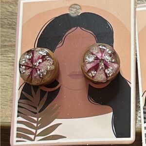 Pink and Silver Floral Earrings